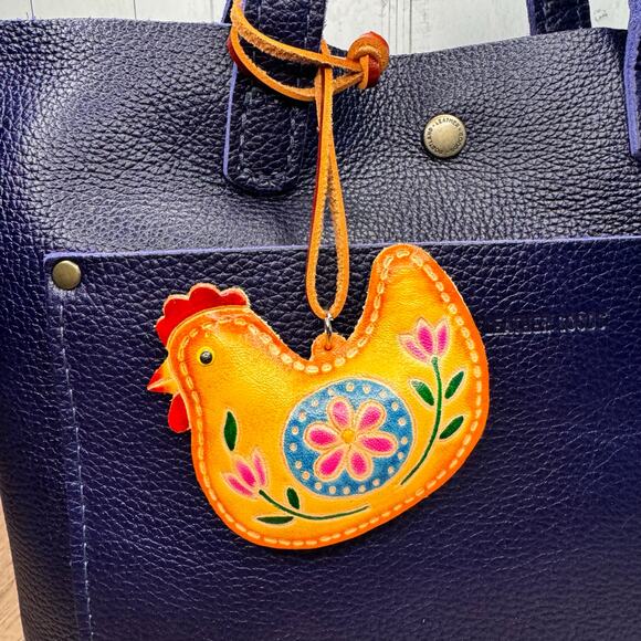 Genuine Leather Purse Charm Chicken Bag Charm Leather Flair Farm Lover NEW! - Picture 2 of 7